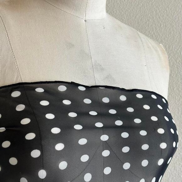 handmade black &white polka dot back tie bandeau - Picture 2 of 8